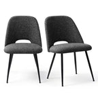 Lot de 4 Chaises de Salle à Manger Rembourrées Modernes, Chaises de Salle à Manger sans Accoudoirs avec Pieds en Métal Noir, Chaises d'Appoint Confortables pour Cuisine et Salle à Manger-Panipeachy