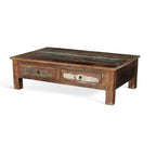 Table basse en bois ancien recyclé fabriquée à la main (Inde)
