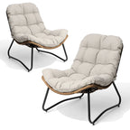 Fauteuil Papasan en rotin PE avec coussin pour intérieur et extérieur