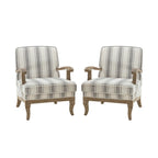 Fauteuil Rinaldo Farmhouse en polyester avec pieds en bois massif, lot de 2, par HULALA HOME