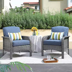 HOMLUX Lot de 2 chaises de patio en osier, ensemble de chaises d'extérieur tout temps à dossier haut en rotin