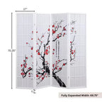 Séparateur de pièce Roundhill Furniture à 4 panneaux japonais, motif fleur de prunier