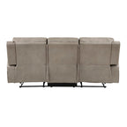 Canapé inclinable manuel double Patsy 85 pouces, microfibre marron à dossier capitonné