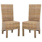 Lot de 2 chaises de salle à manger en osier naturel 48L x 56P x 104H cm, style bohème côtier