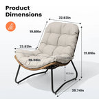 Fauteuil Papasan en rotin PE avec coussin pour intérieur et extérieur