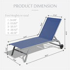 Chaise longue – Lot de 2, chaises longues avec roulettes, chaises longues avec 5 positions réglables, chaises de piscine (2 chaises longues)