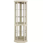 Vitrine d'angle avec portes et étagères en verre, Meuble de présentation d'angle pour salon
