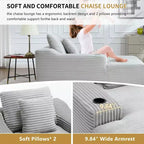 Chaise longue de 170 cm, canapé-lit d'intérieur avec 2 coussins, canapé monoplace sans structure pour salon, aucun assemblage requis