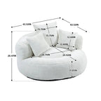 Fauteuil d'appoint rond surdimensionné avec haut dossier enveloppant, revêtement en chenille et 3 coussins