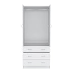 Grande Armoire Moderne à Deux Portes avec 3 Tiroirs et 1 Tringle pour Chambre à Coucher
