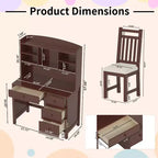 Bureau d'ordinateur en bois moderne Okak pour la maison avec plateau/chaise et étagère, bureau d'écriture de rangement pour adolescents et étudiants pour l'étude, le bureau