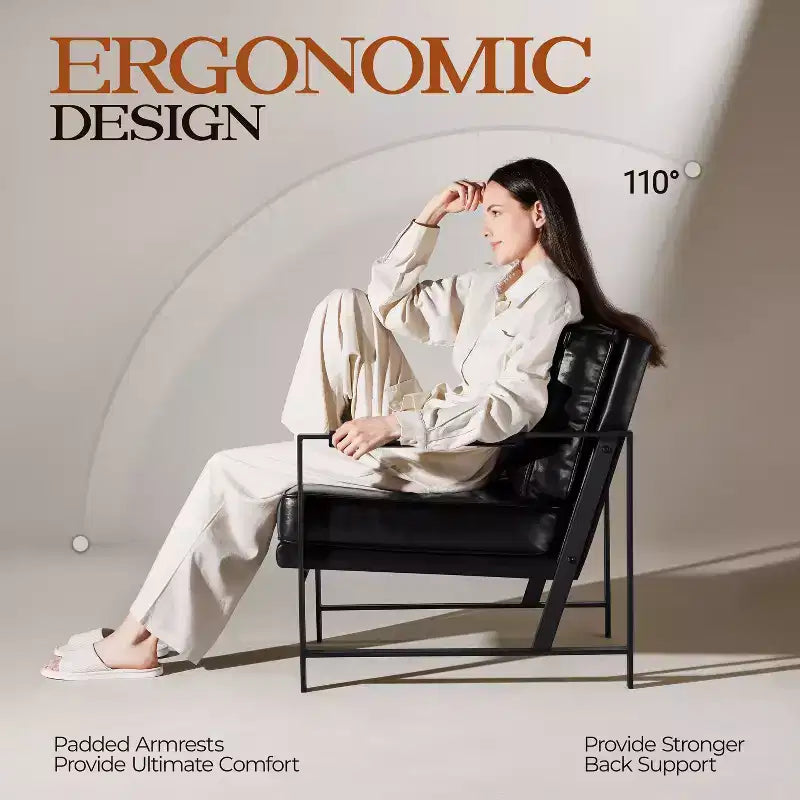 Yaheetech Lot de 2 fauteuils de salon rétro rembourrés avec accoudoirs en métal, coussin d'assise et de dossier amovible