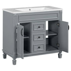 Meuble-lavabo moderne de 36 po avec vasque et armoire à miroir, 2 portes et 2 tiroirs