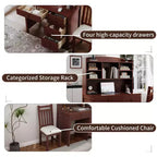 Bureau d'ordinateur en bois moderne Okak pour la maison avec plateau/chaise et étagère, bureau d'écriture de rangement pour adolescents et étudiants pour l'étude, le bureau