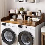 Comptoir de lave-linge et sèche-linge à 2 niveaux avec étagère ou tiroirs, couvercle de comptoir de buanderie avec coussin antidérapant, 54x27,5 - Dessus de lave-linge pour plier les vêtements