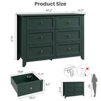 Commode à 6 tiroirs pour chambre à coucher, grande commode avec tiroirs profonds et poignées en métal, commodes modernes en bois pour entrée, couloir