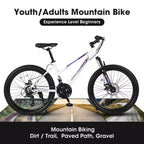 VTT Okak 24/26 pouces avec 21 vitesses et double freins à disque, vélo pour enfants avec suspension avant de 100 mm, Dirt Bike pour adolescents et femmes