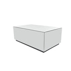 Table basse rectangulaire en verre et miroir avec base surélevée - Argent - Décor Roche River - 71x119x46 cm