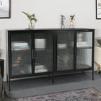 Meuble élégant à 4 portes en verre trempé, 4 portes en verre, étagère réglable
