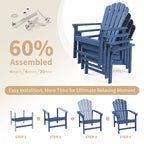 Chaise Adirondack empilable Vrakae de 6 pièces en PEHD résistant aux intempéries pour patio