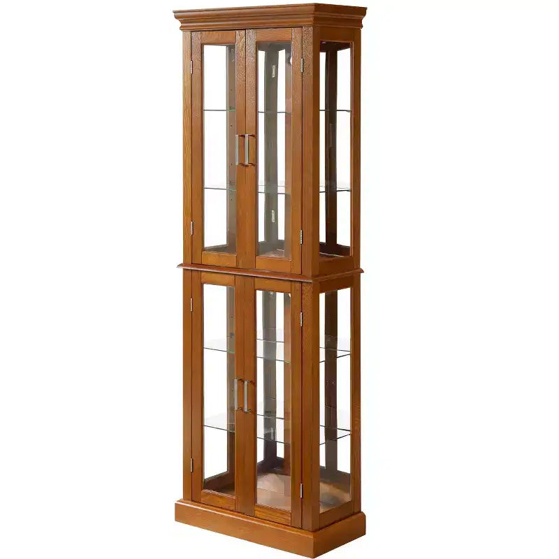 Vitrine, meuble vitrine avec 6 étagères réglables et portes en verre trempé, meuble haut pour salon, chambre à coucher