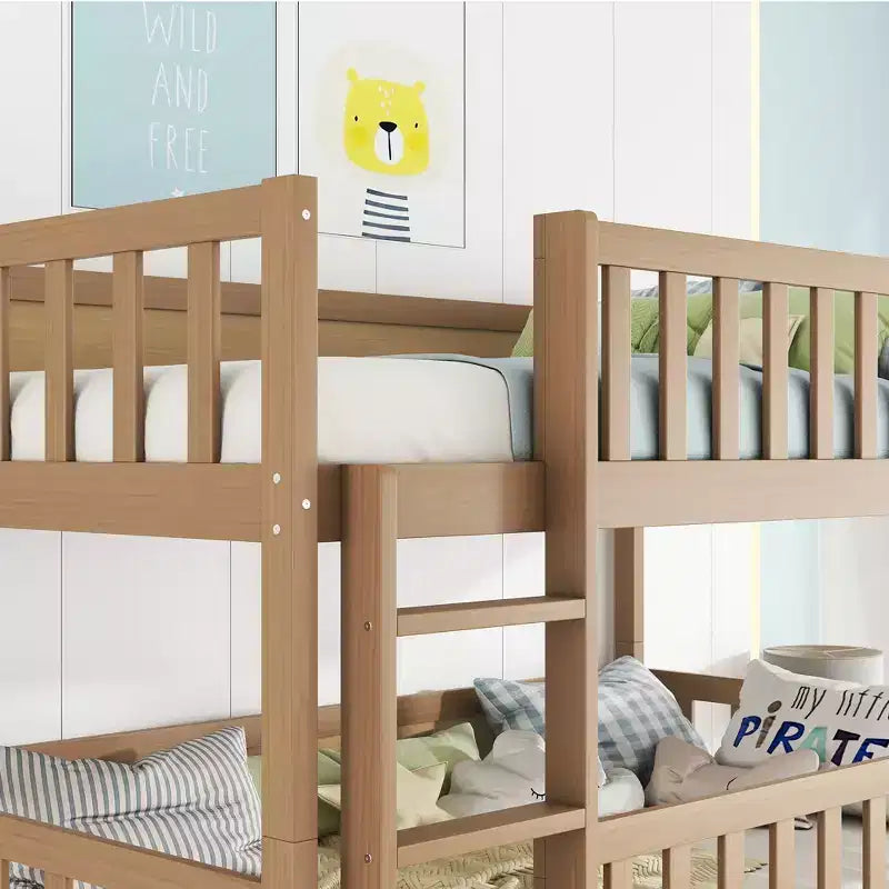 Lit superposé triple pour enfants, lit superposé trois places détachable avec échelle et barrière de sécurité, se sépare en 3 lits