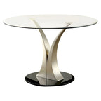 Ensemble de salle à manger rond 5 pièces Zaia en acier argenté contemporain par Furniture of America