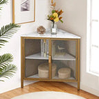 Table d'angle Javlergo, étagère de rangement moderne triangulaire à 3 niveaux avec 2 portes pour salon, chambre et bureau