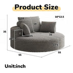 Fauteuil pivotant simple en velours côtelé et chenille avec rembourrage en mousse