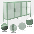Meuble élégant à 4 portes en verre trempé, 4 portes en verre, étagère réglable