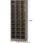 Meuble à chaussures haut 30 paires, étagère de rangement à chaussures en bois blanc 10 niveaux pour placard, entrée - 10 niveaux