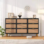 Commode en rotin pour la chambre, meubles à tiroirs grande capacité pour le rangement, adaptés au salon, à l'entrée et à la chambre d'enfant.