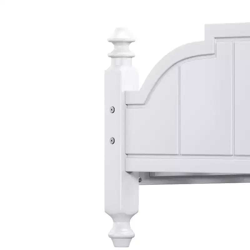 Cadre de lit plateforme Queen vintage - Pin massif, tête de lit en MDF, pas besoin de sommier