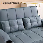 Canapé-lit convertible inclinable en cuir rembourré « Cats Claw » avec coussins pour petits espaces