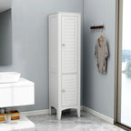 Meuble de salle de bain étroit à 5 niveaux avec 2 portes à persiennes - 15,35 x 15,35 x 63,00