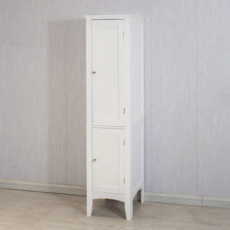 Meuble de salle de bain étroit à 5 niveaux avec 2 portes à persiennes - 15,35 x 15,35 x 63,00