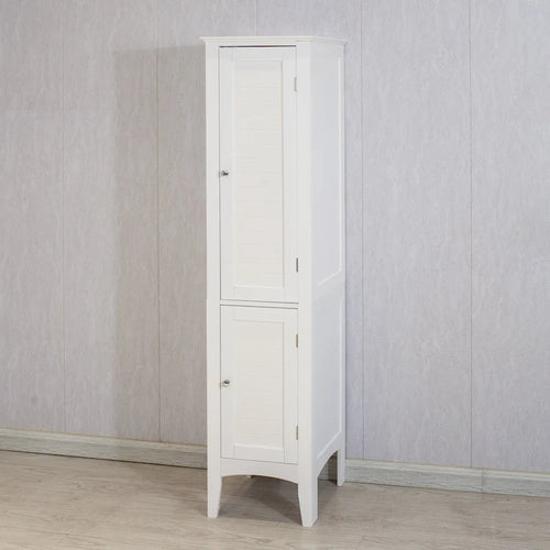 Meuble de salle de bain étroit à 5 niveaux avec 2 portes à persiennes - 15,35 x 15,35 x 63,00