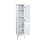 Meuble de salle de bain étroit à 5 niveaux avec 2 portes à persiennes - 15,35 x 15,35 x 63,00