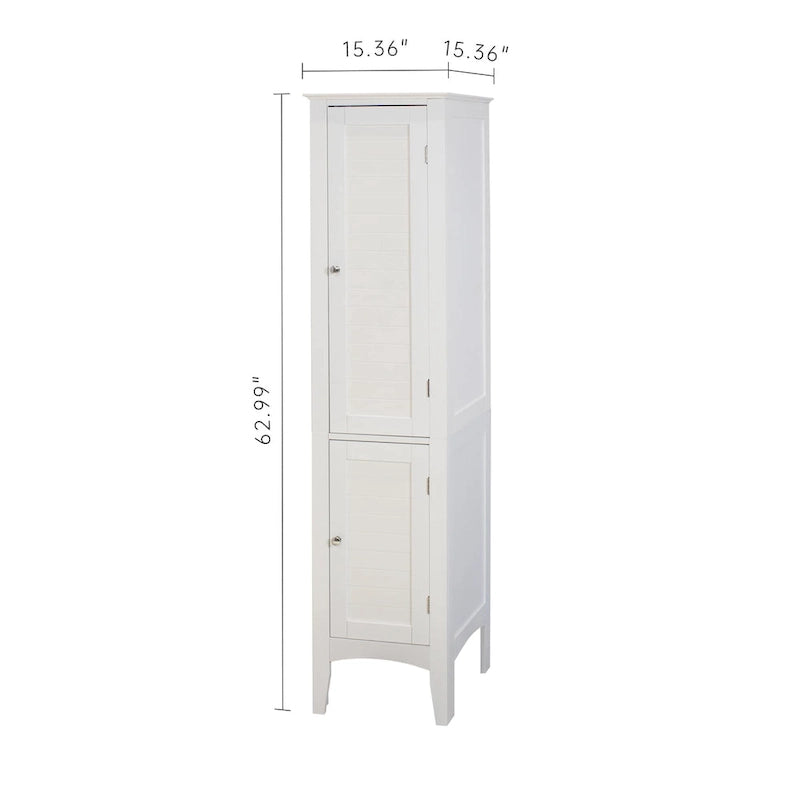 Meuble de salle de bain étroit à 5 niveaux avec 2 portes à persiennes - 15,35 x 15,35 x 63,00