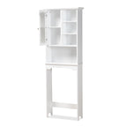 Meuble de rangement de salle de bain mural au-dessus des toilettes en bois blanc avec finition.