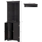 Meuble d'angle haut, Meuble de rangement d'angle autoportant avec portes et étagères réglables