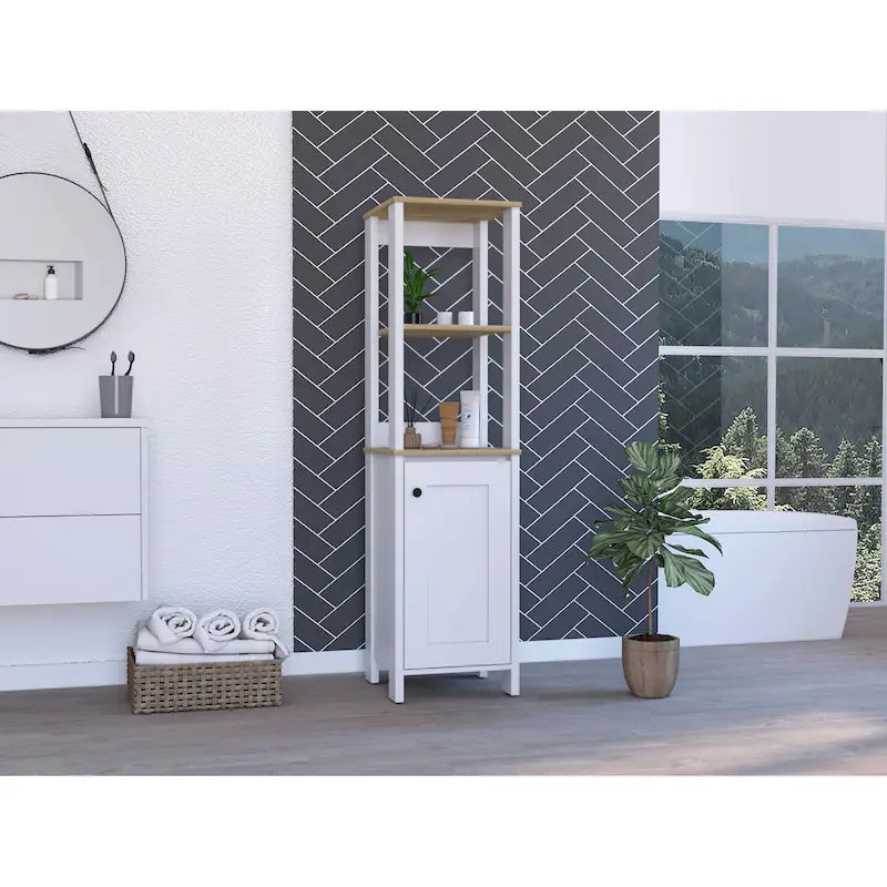 Armoire à linge avec 4 étagères et placard à porte unique
