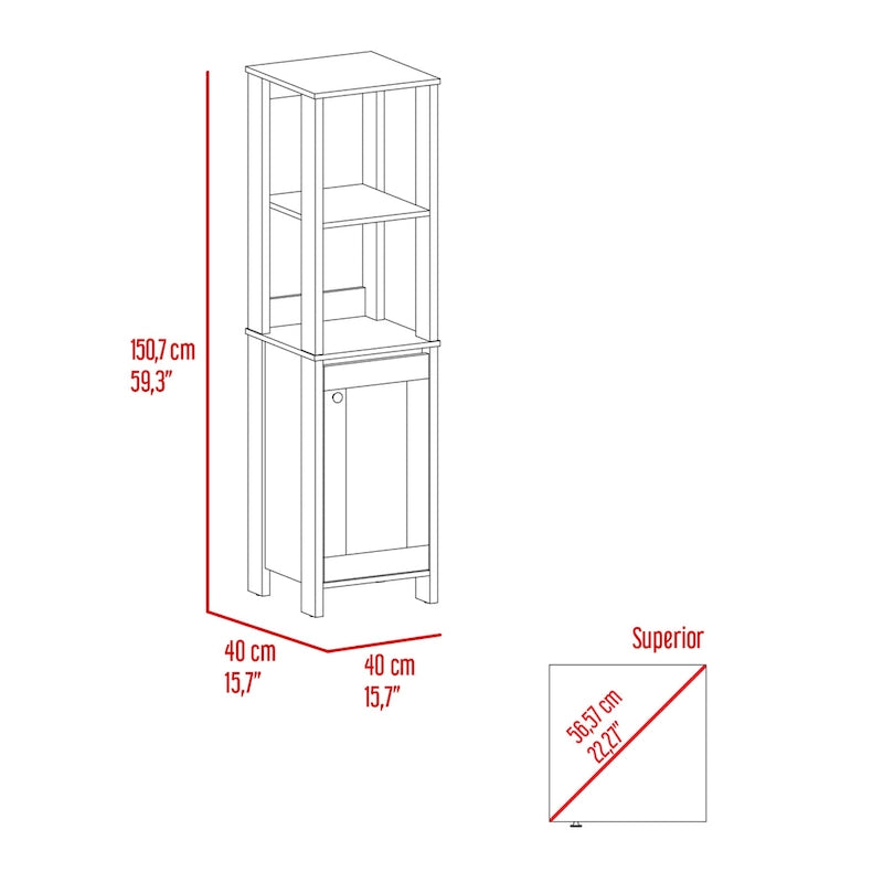 Armoire à linge avec 4 étagères et placard à porte unique