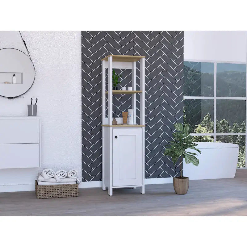 Armoire à linge avec 4 étagères et placard à porte unique
