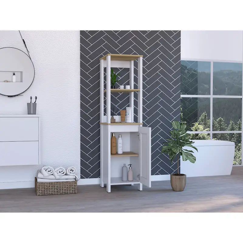 Armoire à linge avec 4 étagères et placard à porte unique
