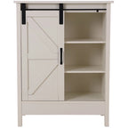 Meuble de rangement de salle de bain sur pied style ferme avec porte coulissante type grange