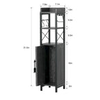 Meuble colonne de salle de bain en bois, Meuble de rangement de salle de bain compact à poser d'angle avec portes et étagères, Porte-rouleau de papier toilette