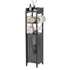 Meuble colonne de salle de bain en bois, Meuble de rangement de salle de bain compact à poser d'angle avec portes et étagères, Porte-rouleau de papier toilette