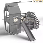Lit mezzanine simple avec 3 tiroirs et escalier de rangement, structure cabane en bois avec toboggan et bureau amovible