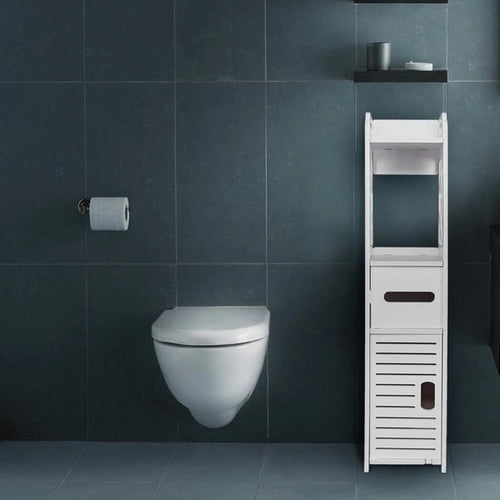 Meuble de rangement de salle de bain à 4 niveaux, étagère autoportante avec 2 portes